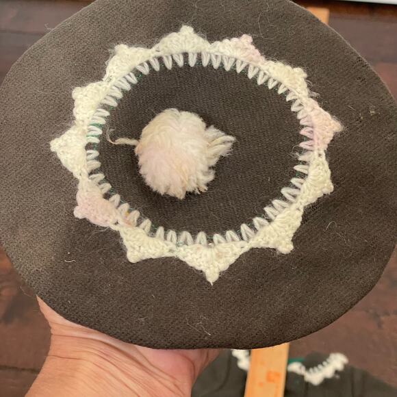 Vintage Doll Coat & Hat Wool(?) Dark Green Pea Coat & hat w/ White Trim READ - Picture 15 of 16